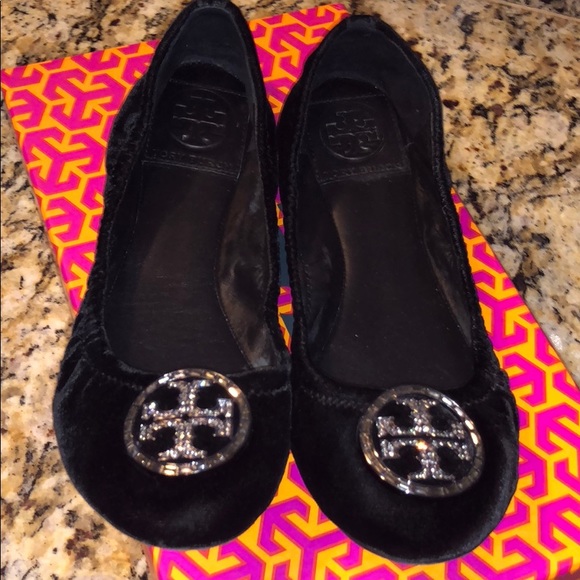Tory Burch Shoes - Tory Burch velvet bling flats !